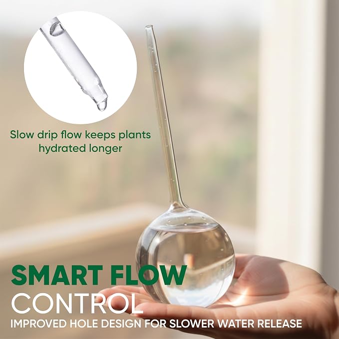 Clear Plant Watering Globes Set of 4 - Large Self Watering Globes for Indoor & Outdoor Plants - Automatic, Glass Watering Bulbs for Daily Use, Plant Watering Devices