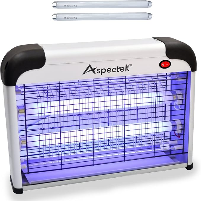 ASPECTEK Insect Killer, Bug Zapper, Powerful 20W Electronic Indoor Fly Zapper for Mosquito, Fungus Gnat, Asian Beetle, Moth, Flying Pests - Indoor Use, Includes 2-Pack Replacement Bulbs