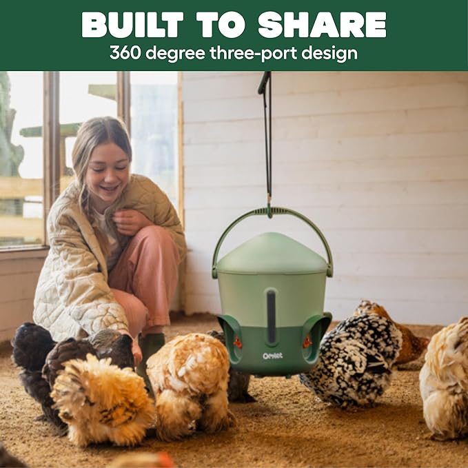 Omlet Insulated Chicken Waterer, 1.5 Gallon | Stay-Clean Automatic Water Dispenser for Chickens | BPA-Free | Anti-Roost Domed Lid | Includes 3 Cups & Nipples | Sage Green