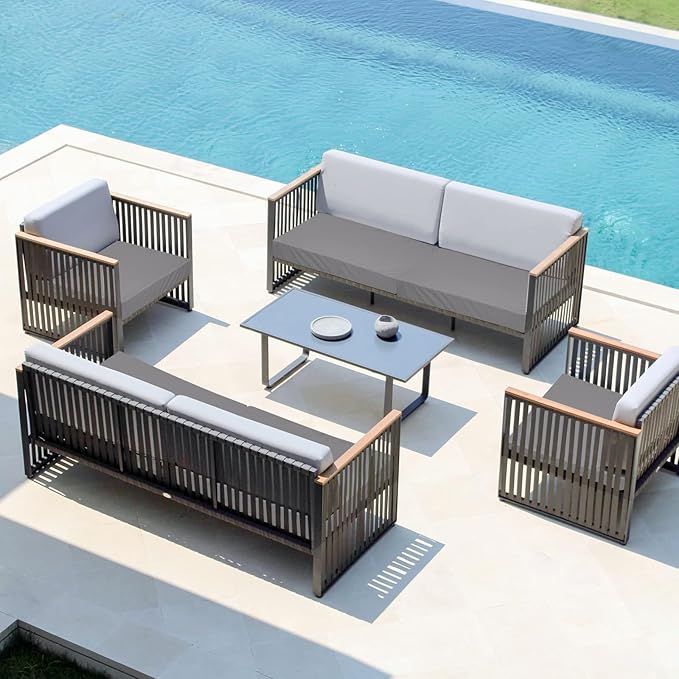 Easy-Going Waterproof Patio Cushion Covers 20x18x4 inch 4 Pack Replacement Non-Slip Outdoor Seat Cushion Slipcover with Zipper. Gray