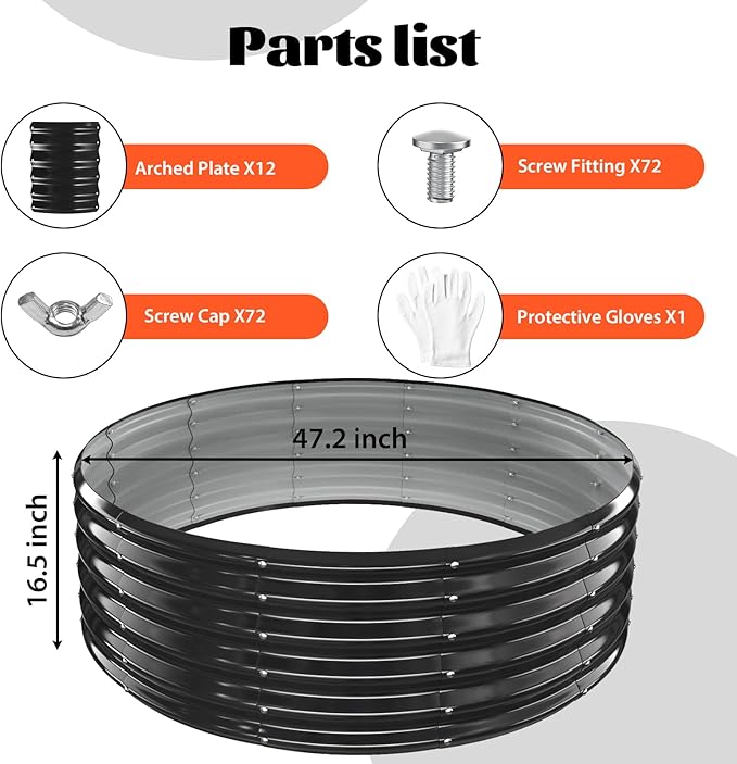 YSEJOMP 48 Inch Round Galvanized Fire Pit Ring/Fire Ring - Foldable and Perfect for Outdoor Gatherings and Campfires in The Yard/Garden/Park/Beach (Black+Gray, 4 FT Diameter+1.5 FT Tall)