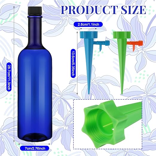 SiliFine Plant Watering Devices with Self Watering Spikes and 26 oz Plastic Bottles Plant Waterer Devices with Adjustable Control Valve Switch Indoor Outdoor