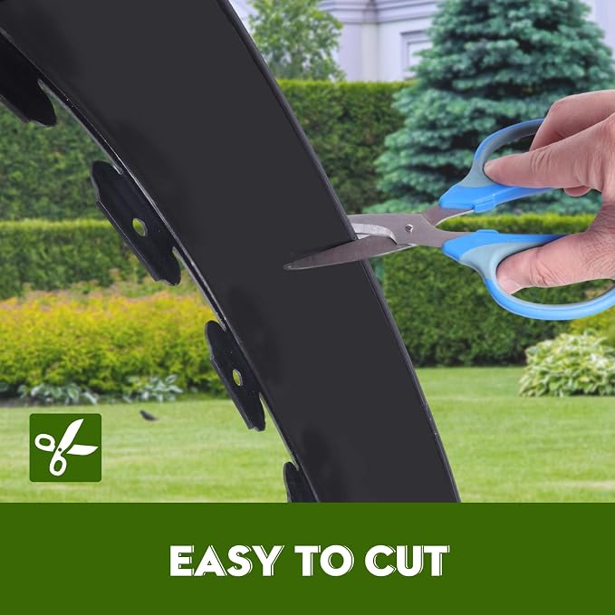No Dig Landscape Edging 33FT, 4 Inch Plastic Edging for Landscaping with 100 Spikes, for Garden, Lawn, Flower Beds and Yard, Black