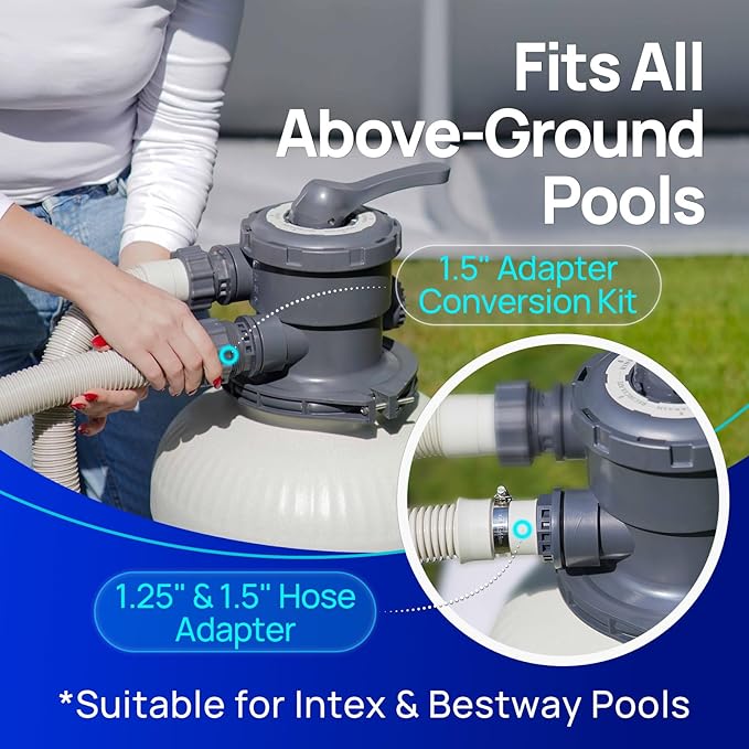 AQUASTRONG Sand Filter Pump for Above Ground Pool, Pool Pumps Above Ground with Timer, Pool Sand Filter with 6-Way Valve,Improved Circulation and Filtration,12in, up to 9000 Gallons