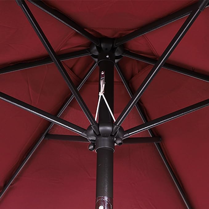 Blissun 9' Outdoor Patio Umbrella, Outdoor Table Umbrella, Yard Umbrella, Market Umbrella with 8 Sturdy Ribs, Push Button Tilt and Crank