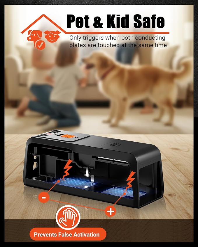 Electric Rat & Mouse Traps for Home – 2800V Instant Eliminate, Pet-Safe Enclosed Design, No-Touch Cleanup, Reusable Indoor Rodent Trap for Kitchen, Garage, Basement