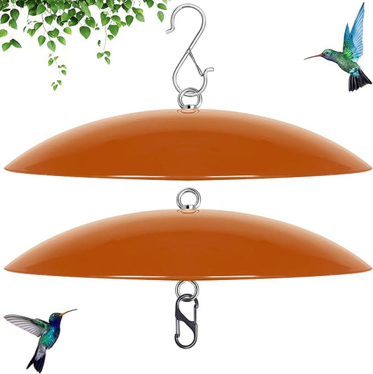 13" Hummingbird Feeder Shade Cover,Bird Feeder Dome Rain Guard,Smart Bird Feeders Umbrella,Weather Guard for Shepherd's Hook Outdoors (Terracotta), 2 Pack