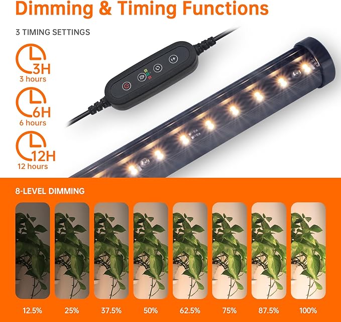 Bstrip Standing Grow Light for Indoor Plants, Vertical Grow Light with 3 Light Modes, Wide Illumination and Dimmable, T10 Full Spectrum Floor Grow Lights, 16in-65in Adjustable Height & Auto Timer