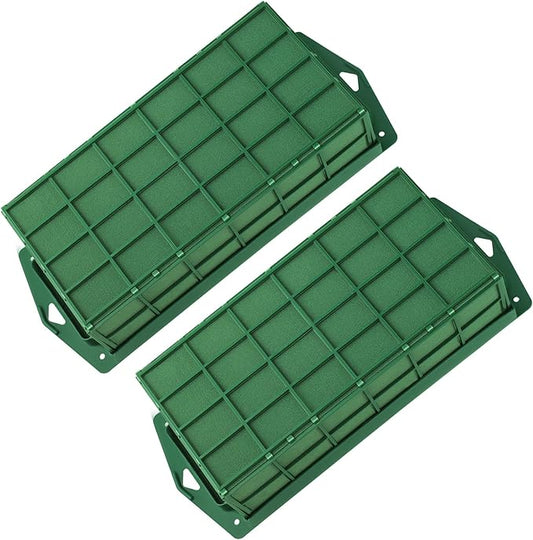 Hahood 2 Packs Floral Foam Cage Rectangle Flower Cage Holders with Floral Foam Flower Arrangement Supplies for Fresh Flowers, Home Wedding Decorations, 11.8 x 4.3 x 3.1 Inches