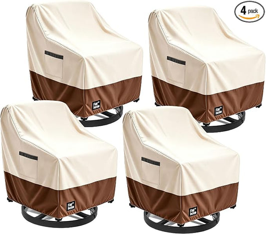 Patio Chair Covers 4 Pack,30Wx34Dx38H inches Outdoor Chair Covers,100% Waterproof Heavy Duty Outdoor Furniture Covers Waterproof,Beige&Brown Modern Style Patio Furniture Cover