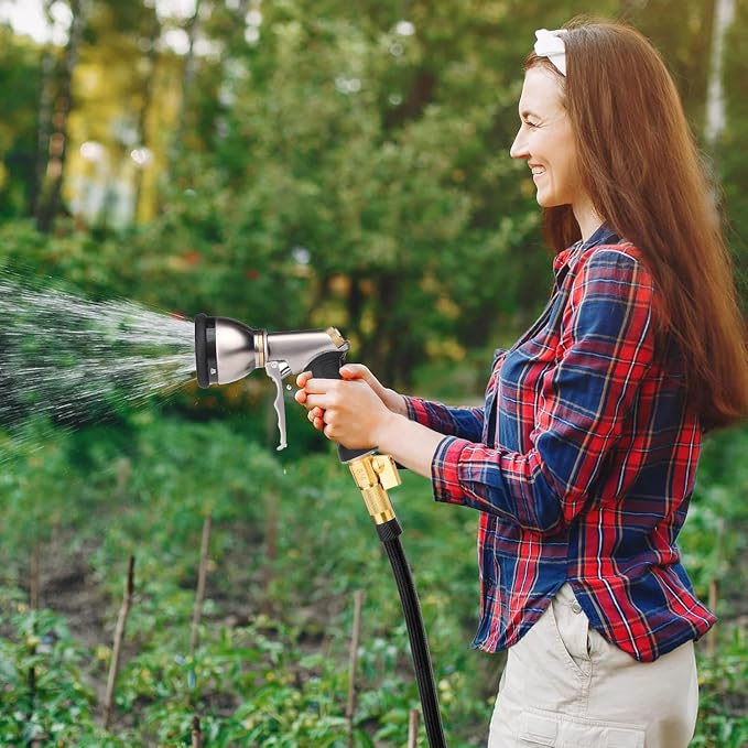 Expandable Garden Hose 50 ft with 10 Function Nozzle Sprayer, Lightweight Flexible Water Hose with Durable Collapsible Latex Core & Solid Brass Fittings,Kink Free,Leak-Proof,Retractable Stretch Hose