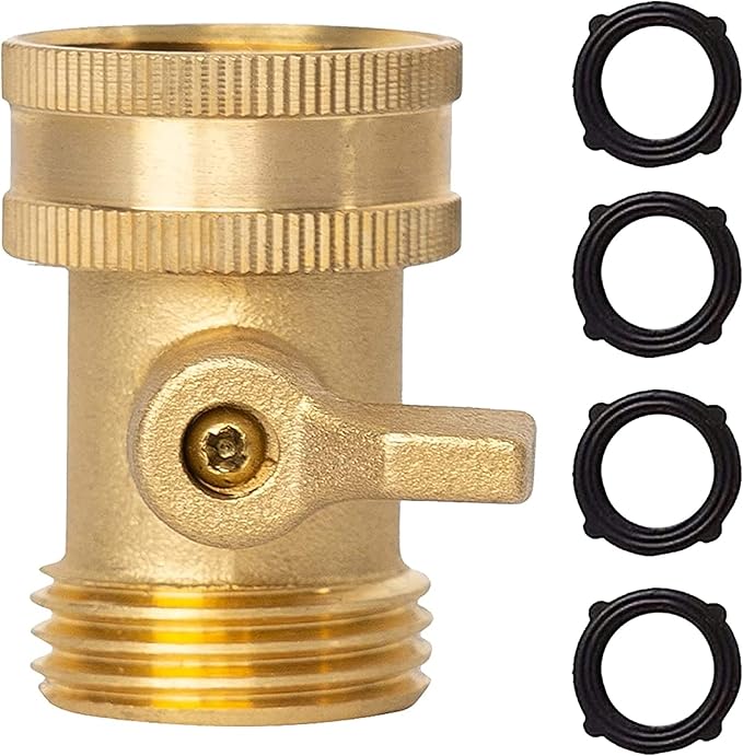 Xiny Tool Brass Garden Hose Shut Off Valve, Heavy Duty 3/4 Inch Solid Brass Garden Hose Shut Off Valve with 4 Extra Rubber Washers
