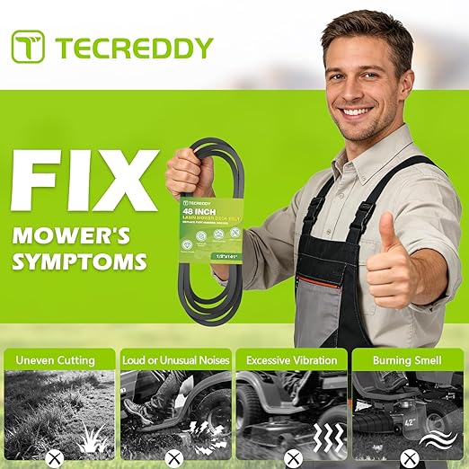 GX21833 48 Inch Mower Deck Belt for John Deere 145 D140 D150 D155 D160 L120 L130 LA130 LA140 LA145 LA155 LA165 Z200 Z255 Z300 Z355E Riding Lawn Mower GX20571, 1/2" X 141"