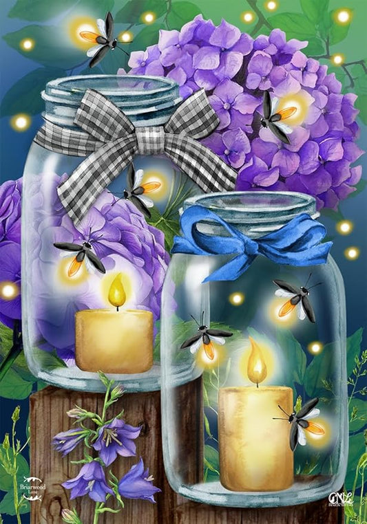Fireflies Spring House Flag Candles Mason Jars 28 x 40 Briarwood Lane