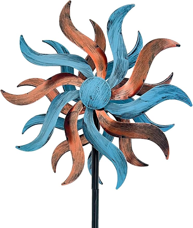 360° Wind Spinners Outdoor Metal Wind Sculpture Willow Leaf with Stake for Yard Garden Patio Lawn Decor