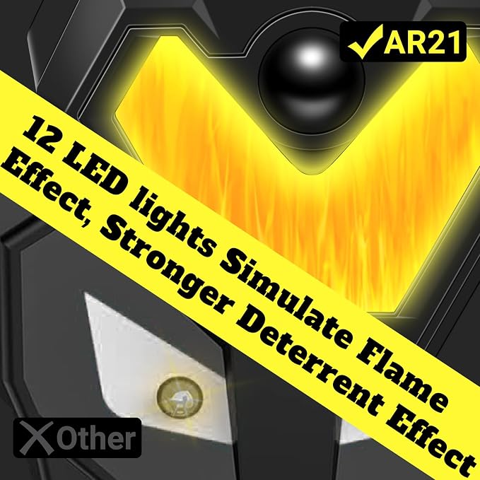 Qualirey 4 Pcs Upgraded Solar Nocturnal Animal Repeller Flickering Flame Outdoor Animal Repellent Motion Activated Coyote Deterrent Light for Skunk Deer Chicken Coop Farm Garden Yard(Orange Light)