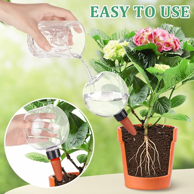 NBEADS 6 Pcs Plant Watering Globes with Covers, Automatic Watering Bulbs Garden Water Device Self-Filling Planter Insert for Indoor Outdoor Plants