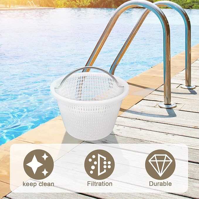 Handle Basket Replacement Bermuda Gunite Pentair 516112,Compatible with Waterway Skimmer Basket 542-3240/542-3240B for Renegade Skimmers Pool Basket, Stainless Steel Handle