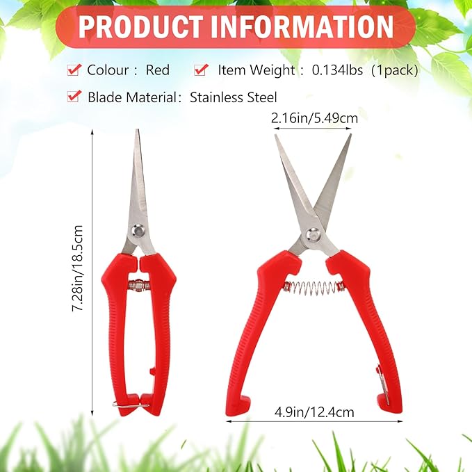 Lasnten 10 Pcs Bud Trimming Scissors Bulk 7.2 Inch Pruning Shears Garden Scissors for Precise Cut Bonsai Gardening Hand Pruner with Straight Stainless Steel Blade Pruning Snip for Flower Plant (Red)