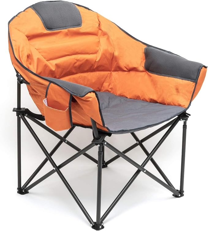 SUNNYFEEL Oversized Camping Chair Heavy Duty 500 LBS Portable Folding Chairs Orange Large Sofa Chair for Beach, Trip, Picnic, Lawn, Outdoor Camp Chair for Adults & Carry Bag