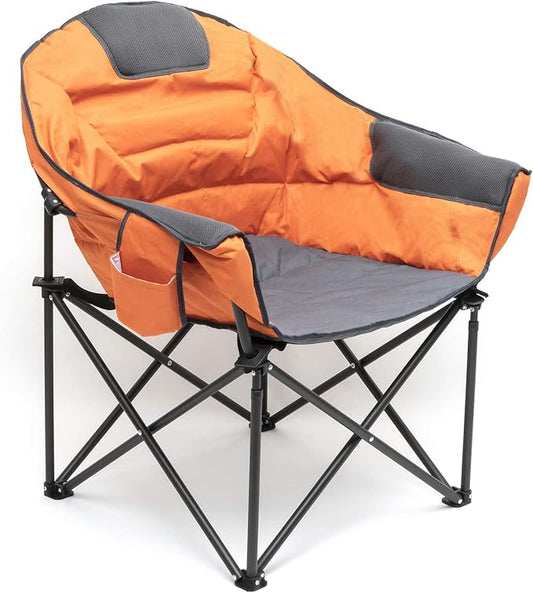 SUNNYFEEL Oversized Camping Chair Heavy Duty 500 LBS Portable Folding Chairs Orange Large Sofa Chair for Beach, Trip, Picnic, Lawn, Outdoor Camp Chair for Adults & Carry Bag