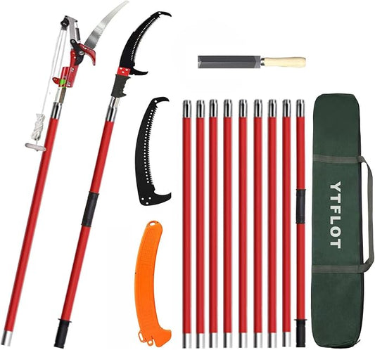 2-32 Feet Pole Saws For Tree Trimming Manual Pole Saw Tree Trimmers Tree Pruner Extendable Tree Pole Saw Red