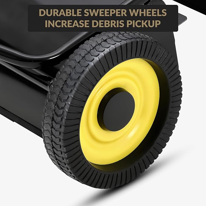 PeakPursuit 44" Leaf Collector Tow Behind Lawn Sweeper Pull Behind Grass Sweeper Large Hopper Black
