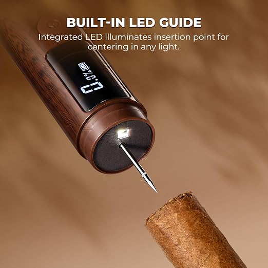 GLENCREAG Single Probe Cigar Hygrometer, Rechargeable Digital Humidity Meter with LED Light, Precision Moisture Tester for Humidors, Ideal Gift for Cigar Collectors, Enthusiasts, or Men