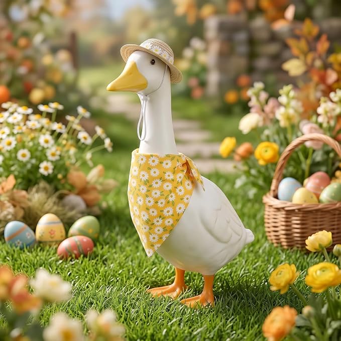 Summer Porch Goose Outfits Clothes with Hat for Holiday Party Decor Lawn 23 inch Porch Goose Costume Clothing for Patio Yard