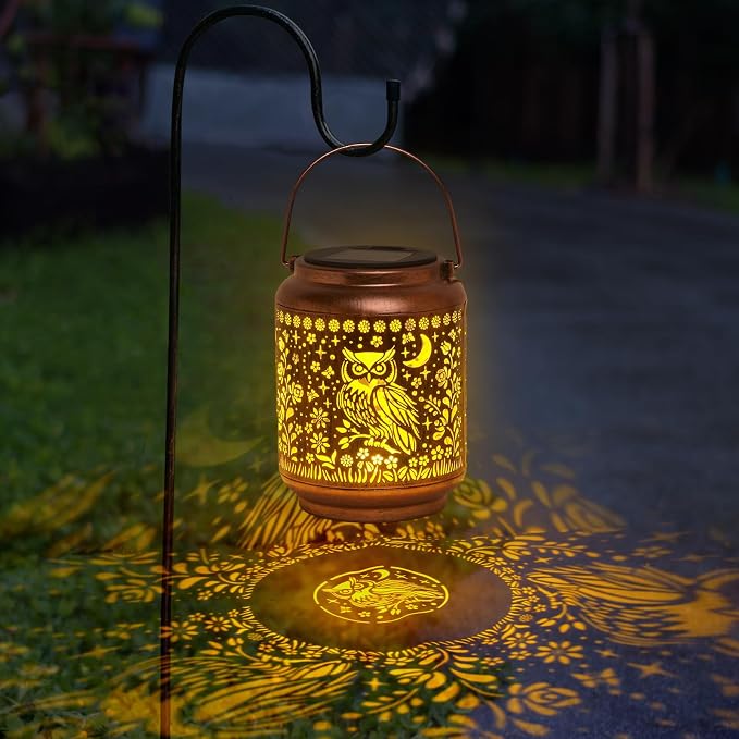 Solar Owl Lantern, OWL Lover Gifts, Metal Decorative Light for Yard, Patio, Lawn, Tabletop, Pathway, Landscape, Garden Decor