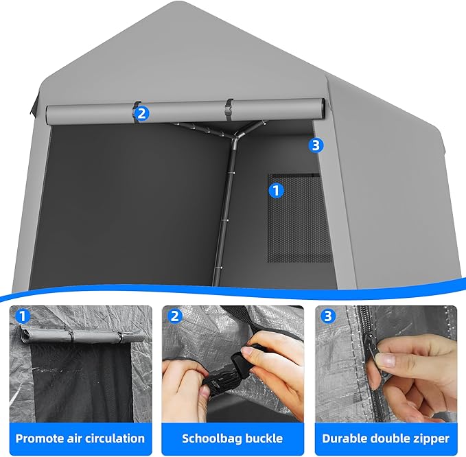 7x12FT Portable Storage Shed Waterproof Outdoor Garage Carport with Ventilation
