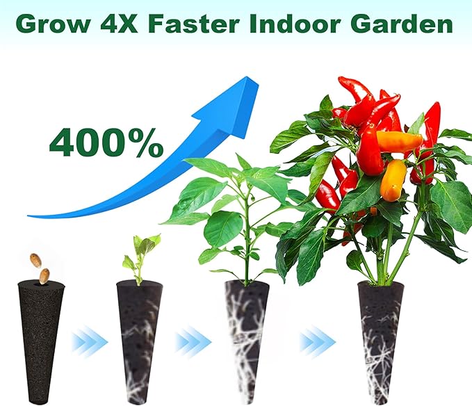 100 Pack Grow Sponges, Seed Starter Sponges Compatible with AeroGarden, Refill Seed Pods Replacements Root Growth Sponges for Indoor Hydroponic System, Brown, SP-100