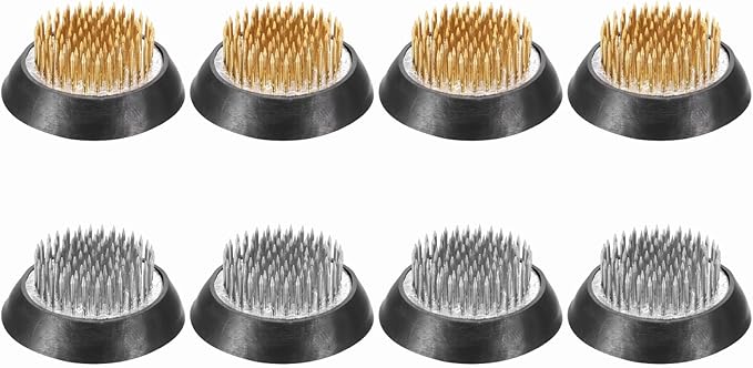 PATIKIL 8 Pcs Floral Frogs Kenzan, 2 Inch Round Brass Steel Flower Arrangement Holder, Arranger Pin Fixed Tool for Vase Centerpiece, Wedding, Home Decoration, Brass/Silver/Black