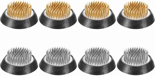 PATIKIL 8 Pcs Floral Frogs Kenzan, 2 Inch Round Brass Steel Flower Arrangement Holder, Arranger Pin Fixed Tool for Vase Centerpiece, Wedding, Home Decoration, Brass/Silver/Black