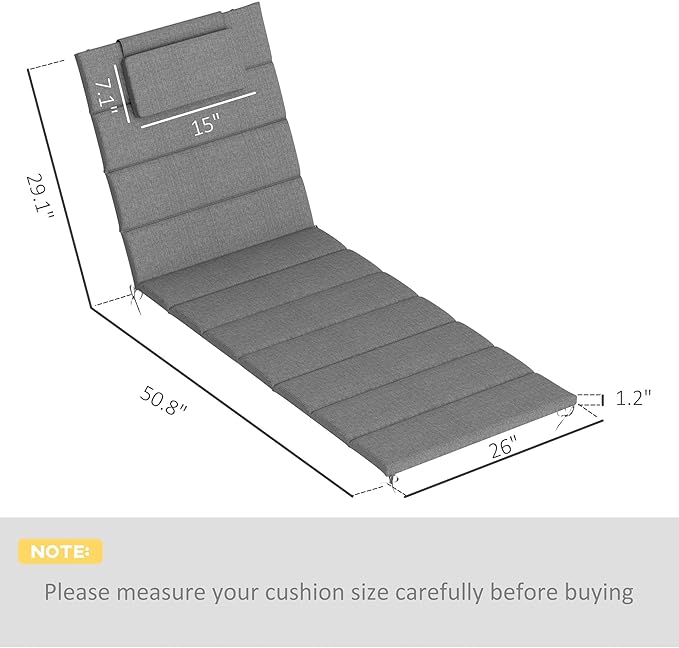 Outsunny Outdoor Lounge Chair Cushion Set of 2, 80" x 26" UPF50+ 230gsm Olefin and 25D High-Density Foam, Foldable Patio Chaise Lounge Cushion Set, Fade Resistant for Lawn Pool, Charcoal Gray
