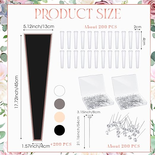 Outus Flower Bouquet Accessories 200 Pcs Single Rose Sleeves with 200 Floral Water Tubes and 200 Crystal Diamond Head Bouquet Pins for Valentine's Day Mother's Days Supplies Graduation(Mix Color)