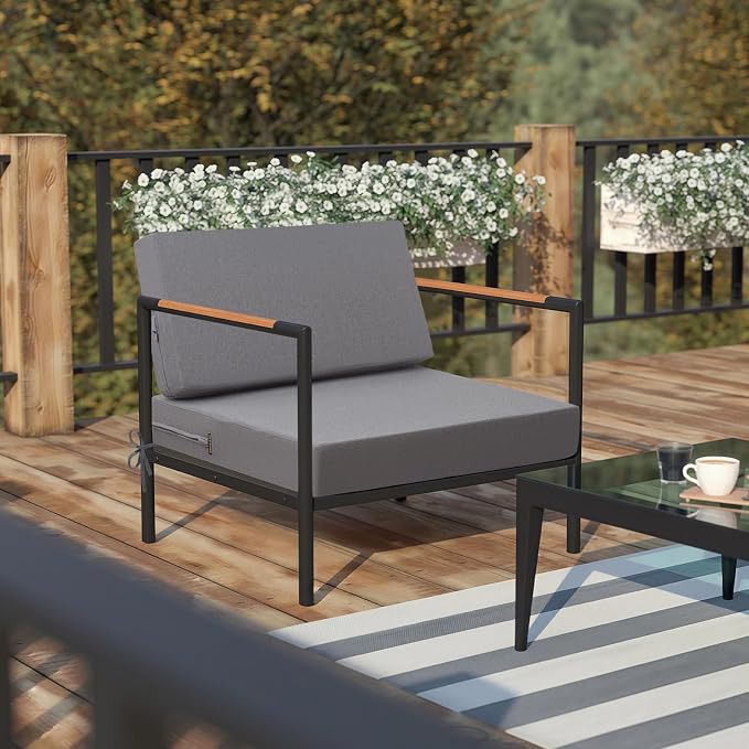 idee-home Outdoor Chair Cushions for Patio Furniture, Outdoor Seat Cushion | Waterproof Couch Hampton Bay Deep Seat Replacement Chair Cushions for Garden Backyard Deck 26.5 x 26.5