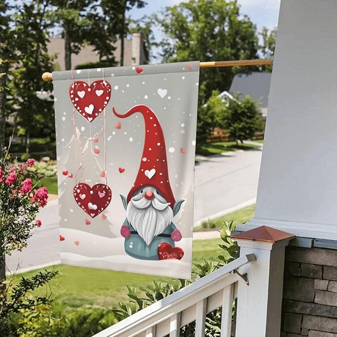 Delerain Christmas Gnome Tomte Garden Flag, 12.5 x 18 Inch Double Sided Design Weather Resistant Indoor & Outdoor Decoration Small Banner for Home Yard Lawn Patio Office
