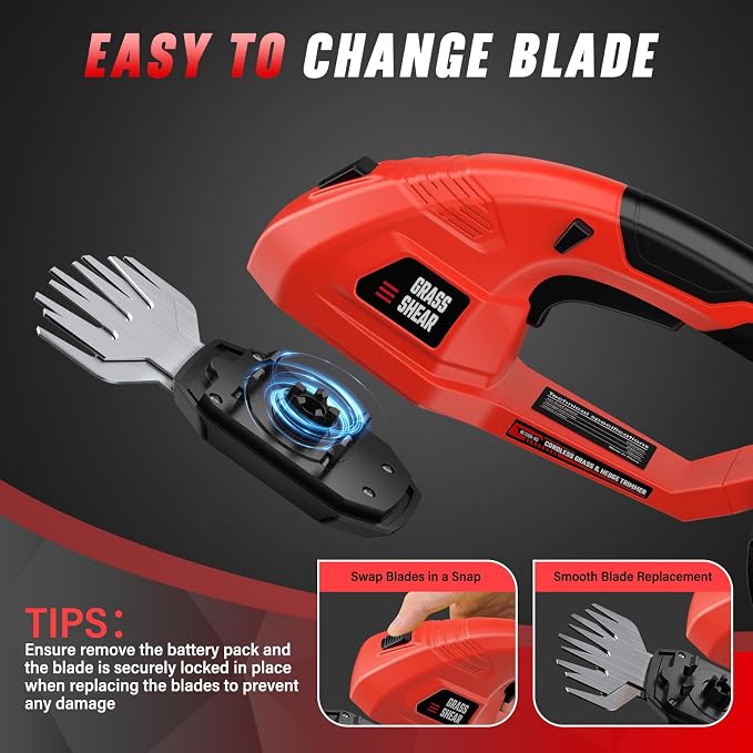 Cordless Grass Shear & Hedge Trimmer fit Milwaukee M18/18V Battery, 2 in 1 Handheld Electric Shrubbery Trimmer, Bush Trimmer for Yard & Garden, Lawn(Tool Only)