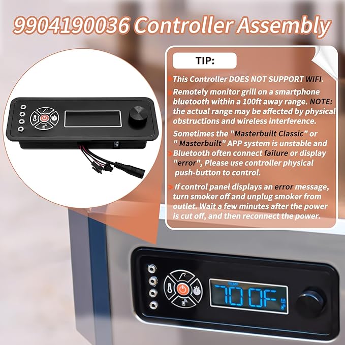 9904190036 Controller Compatible with Masterbuilt Gravity Series 560 Digital Charcoal Grill + Smokers, Digital Control Panel (Non-Wifi) for Model: MB20040220, MB20041020 Replacement Part