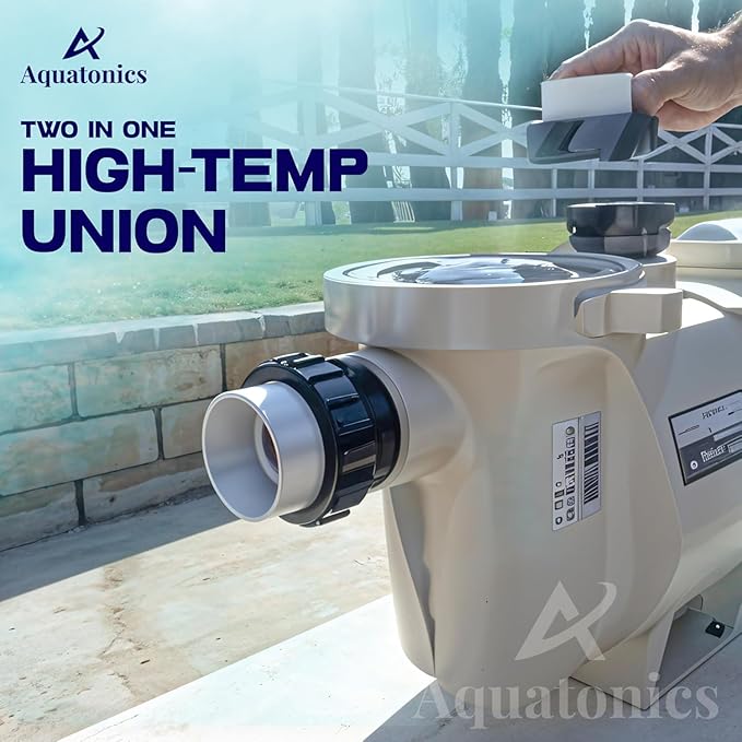 High-Temp Joints – 2-Pack 1-Set Hi Temp Union Compatible with Whisperflo, Intelliflo – 2" Threaded Connectors for PVC Pipes – 2-inch PVC Union Replacement for Pool Pumps
