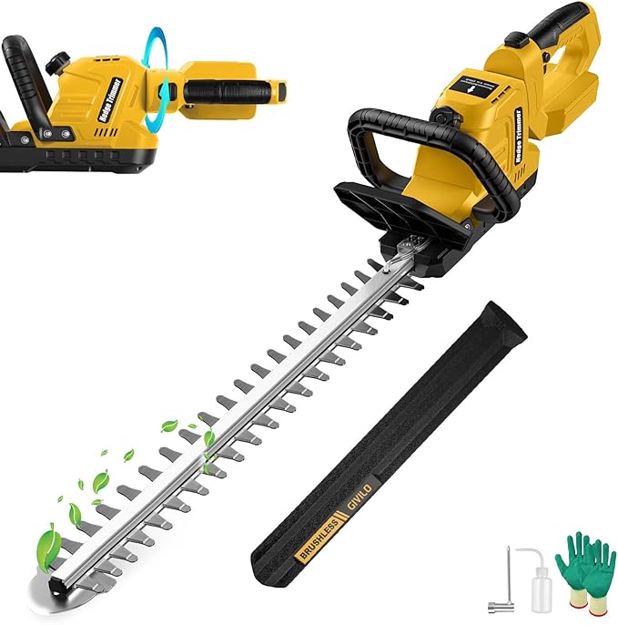 Hedge Trimmer Cordless Compatible with DEWALT 20V MAX Battery, 22-Inch Battery Hedge Trimmer, Brushless Bush Trimmer, 2/3'' Cutting Capacity, Lightweight & Rotatable Handle(No Battery)