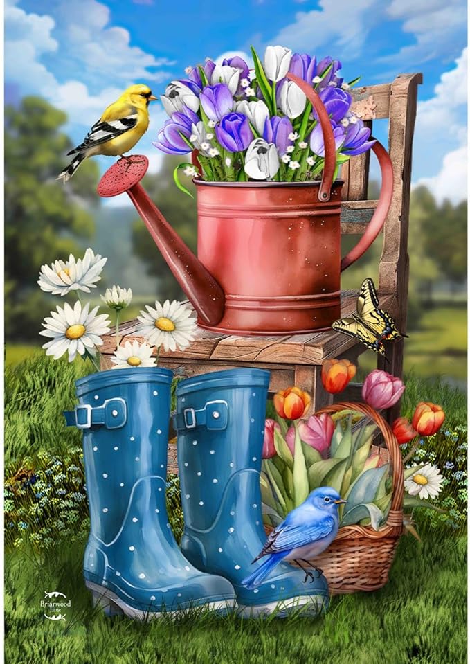 Briarwood Lane In the Spring Garden House Flag