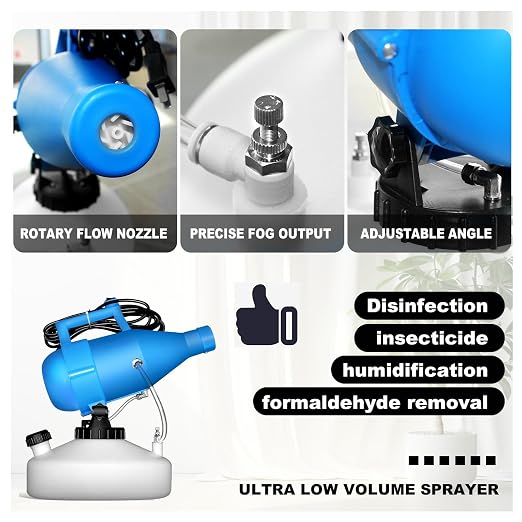 ZFULVO 4.5L(1.2Gallon) Portable Electric ULV Fogger Sprayer, 26-32ft Spraying Distance Atomizer Mist Rate 150-260ml/min Cold Fogger Machine, for Home,Hotel,Church,School,Lawn,Yard,Garden