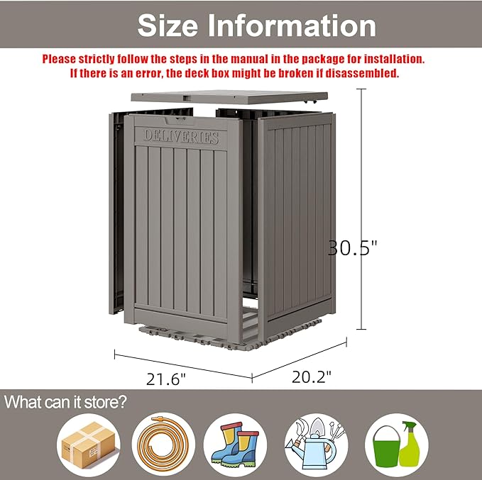 LHBGO Package Delivery Box for Outside, 48 Gallon Storage with Lockable Secure, Large Resin Outdoor Package Drop Container