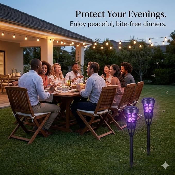 2026 4Pack Mosquito Repellent Outdoor Patio Solar Bug Zapper Outdoor,Mosquito Trap to Repel Gnat Small Flying Insect,Waterproof Mosquito Zapper for Outside,Solar Fly Zapper for Backyard,Garden,Patio