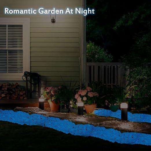4.2LB 1100PCS Large Glow Pebbles Glowing Rocks for Garden Decoration Luminous Stones Glowing Stones for Driveway Landscape Walkway,Blue(0.6“-0.8“)