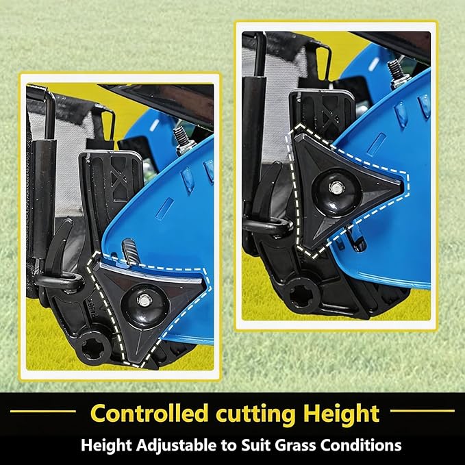 14-Inch 5-Blade Manual Push Reel Lawn Mower Cordless, with Removable Grass Catcher Bag & Adjustable Cutting Height, for Yard & Garden Grass Cutting, Blue