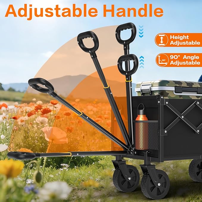 Heavy Duty 360LBS Wagons Carts Foldable, Collapsible Wagon with All-Terrain Swivel Wheels, 180L Extra Long Portable Folding Cart for Outdoor Camping Beach Shopping Sports