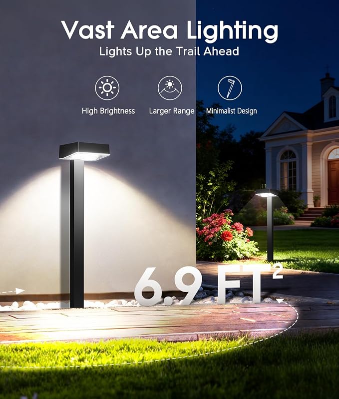 ELECLINK Solar Pathway Lights Outdoor, 4 Pack Garden Lights Solar Powered Path Lights with Larger LED Lens, 2 Light Modes Waterproof Outdoor Solar Light for Yard Driveway Walkway Landscape Patio Lawn
